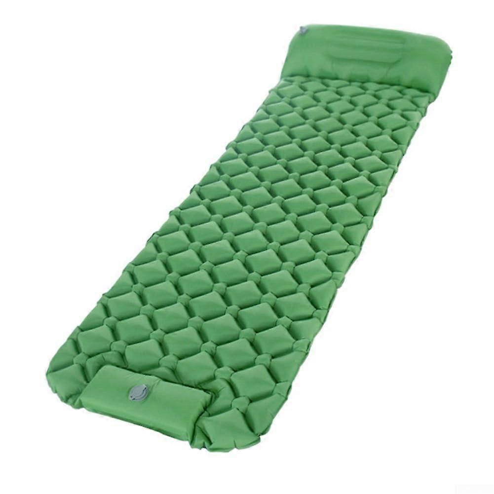Inflatable Sleeping Pad with Builtin Pillow for Camping, Lightweight and Ergonomic Support (Green)