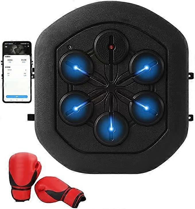 Electronic Boxing Trainer with LED Music Sync Lights, Wall Mounted Punching Bag for Home Training