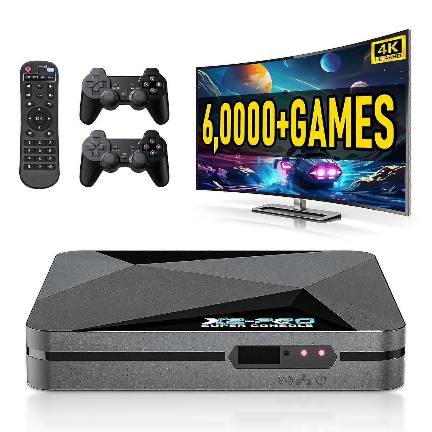 Retro Game Console with 60000+ Games, Dual WiFi, Bluetooth 5.0, 2 Gamepads