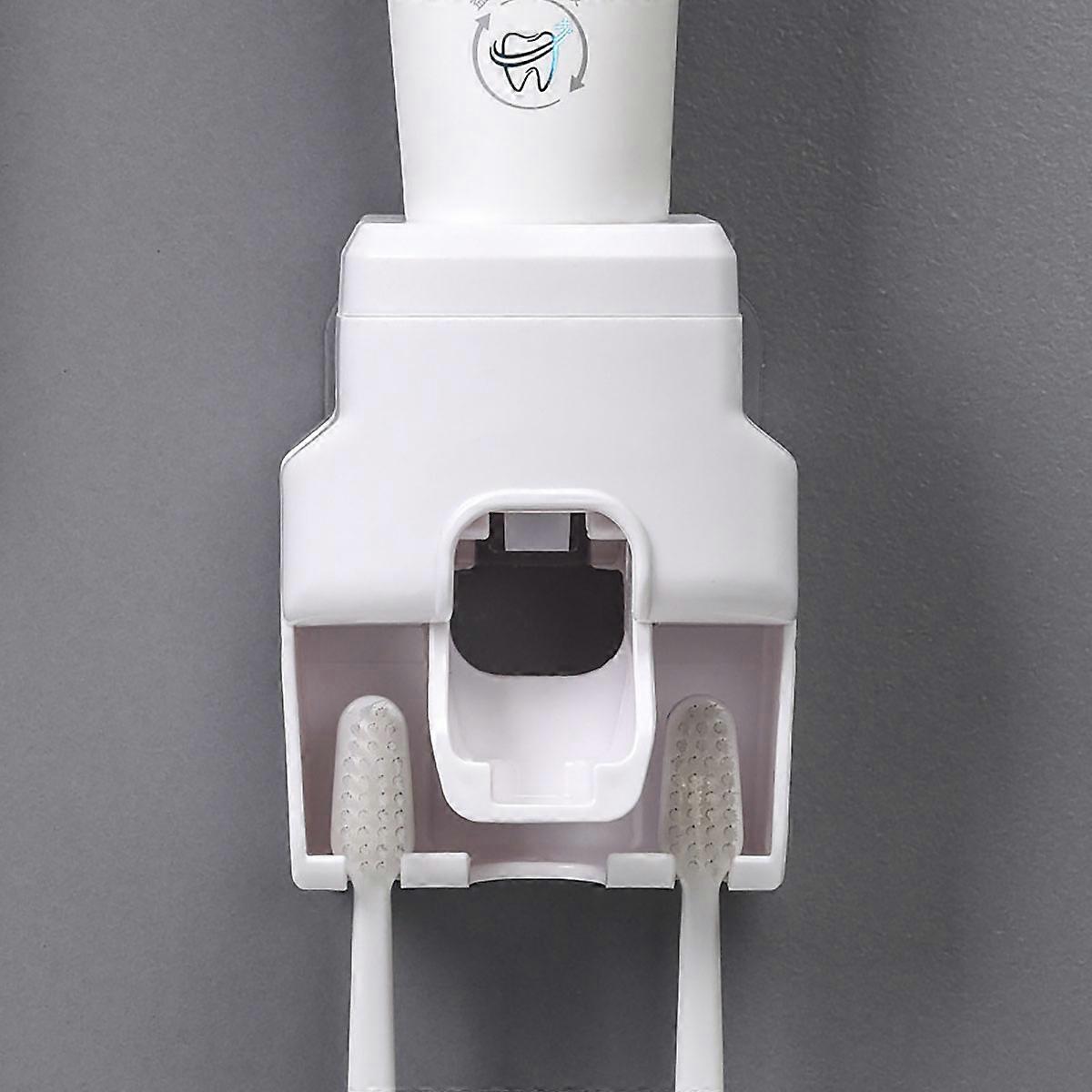 1pc Wall Mount Automatic Toothpaste Dispenser Bathroom Supplies Toothpaste Squeezer Toothbrush Holder