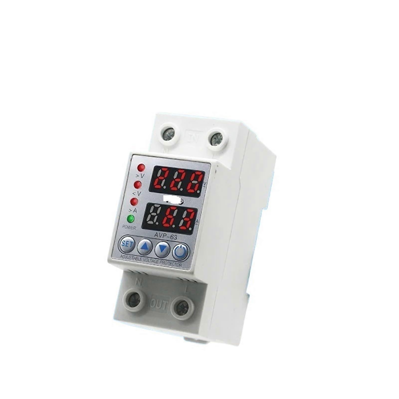 DIN Rail 63A Over Under Voltage Protection Relay with Adjustable Settings and Current Display 230V