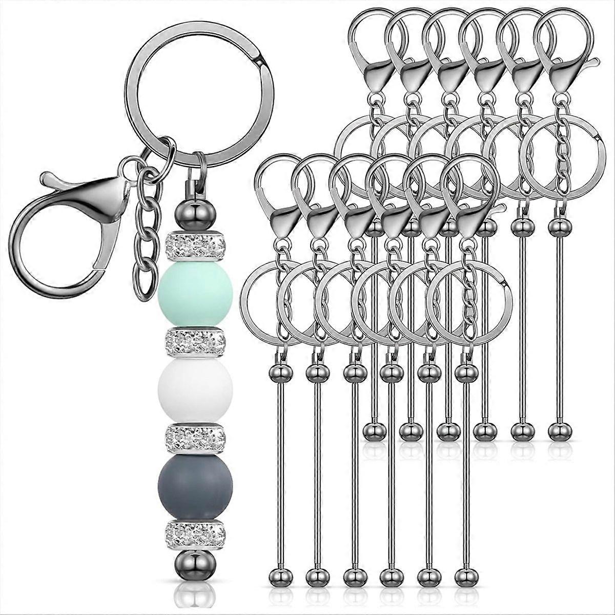 12Pcs Beadable Keychain Bars for Beads Blank Keychain Beaded Keychain