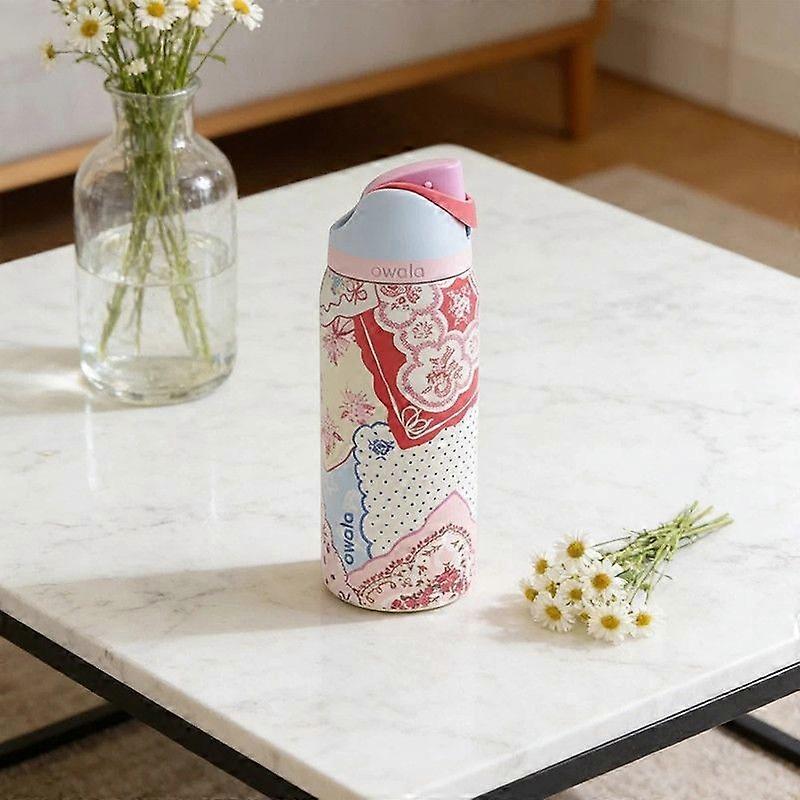 Owala „Hankie“ 24/32oz FreeSip Flasche Valentinstags-Sonderedition Rosa Patchwork