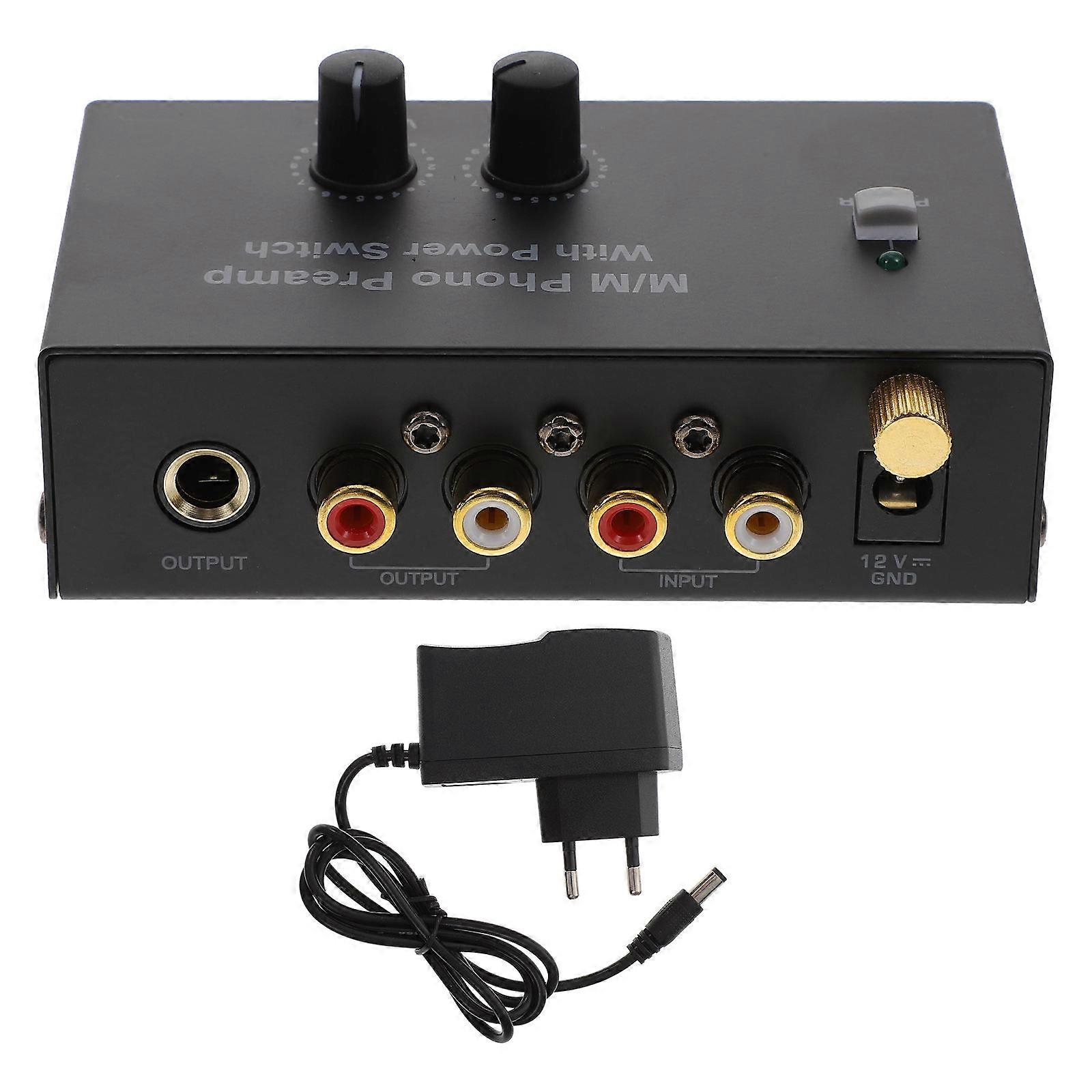 Black Phono Preamp Amplifier for Turntable with