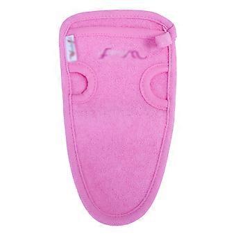 Toalla exfoliante rosa práctica con doble agujero: esta elegante toalla exfoliante es un guante exfoliante de poros para una limpieza profunda en casa que prepara la piel para una limpieza profunda.