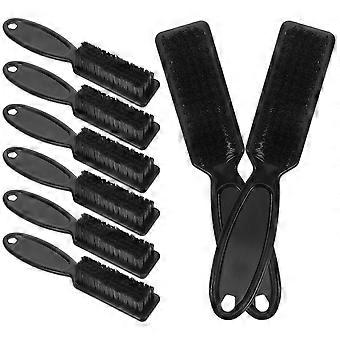 Escova de barbeiro para degradês e limpeza da nuca com cabo, conjunto de 8 peças em plástico preto.