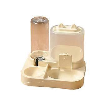 Cats Dog Feeding Station Automatic Water Fountains Plastic Dish Spill Proof Design  Yellow