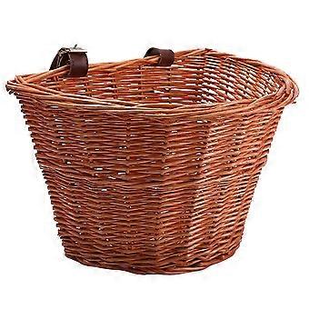 D Form Wicker Kinder Fahrradkorb Abnehmbarer vorderer Lenker Korb Handgefertigter Docht Woven Fahrrad Aufbewahrungsbehälter (Honigfarbe)
