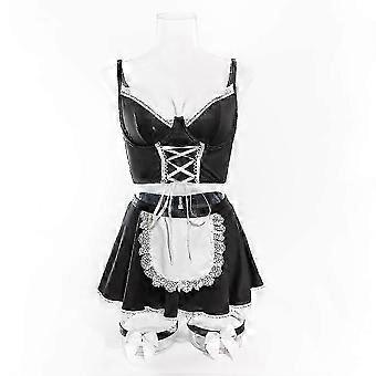 Dessous Set für Frauen Rüsche Französisches Dienstmädchen Outfit Cosplay Dessous Set 4er Pack Dienstmädchen Kostüm