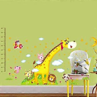 Heytea Stora fina djur lysande stjärnor giraff längdklistermärke, tillväxthöjdsdiagram som mäter avtagbar väggdekal, barn barn baby hem rum nur