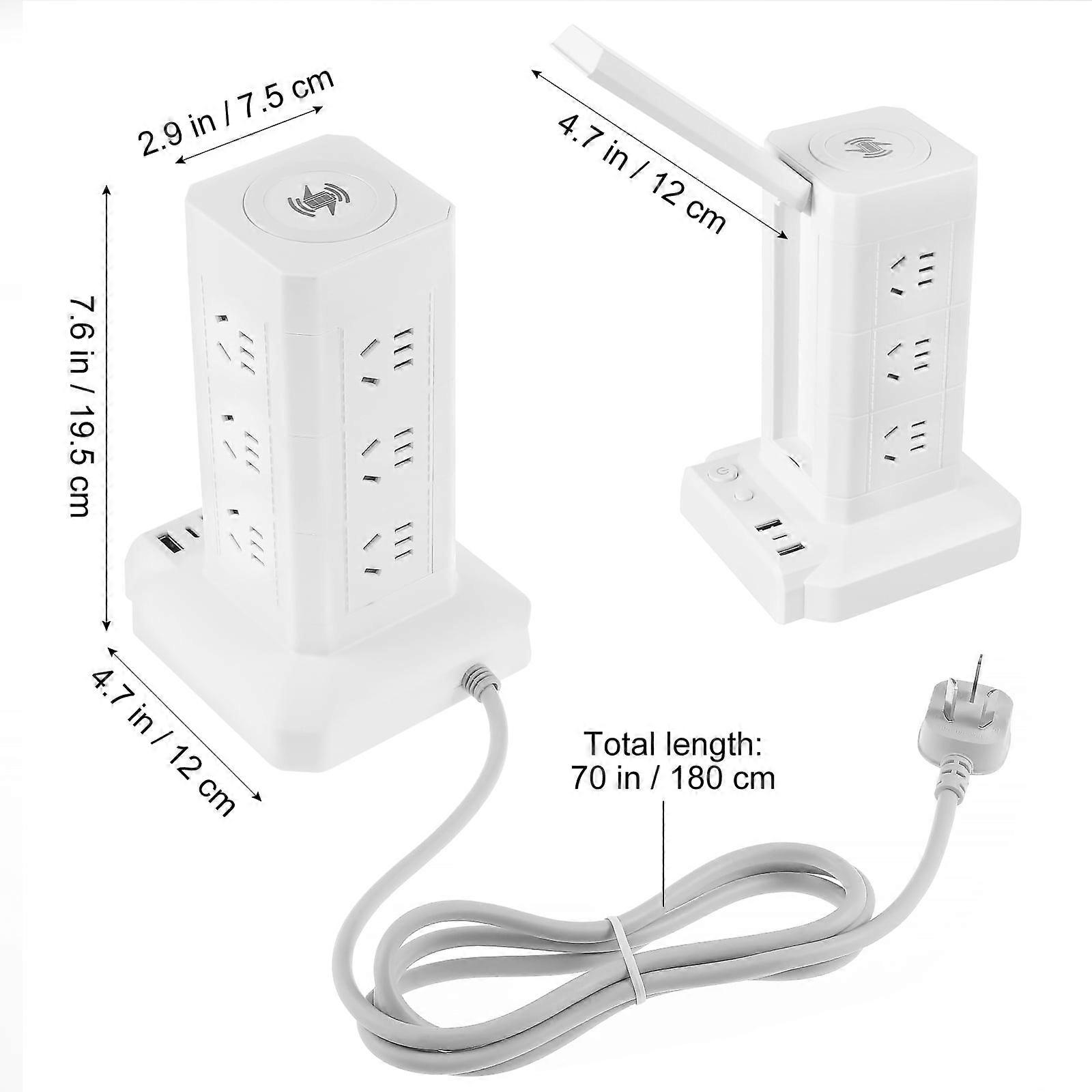 Multi Plug Outlet Socket Wireless Charging Power Outlet Intelligent White Copper