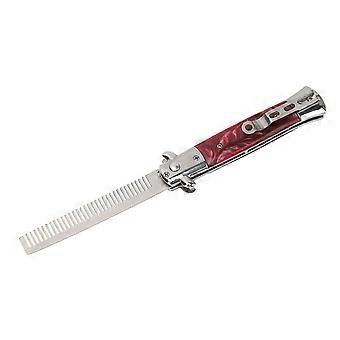Switchblade Comb Men Automatic Push Button Foldable Pocket Oil Hair Comb for Hair Beard Moustache redshell