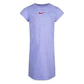Nike Girls Swoosh Gingham Crew Neck T-Shirt Dress