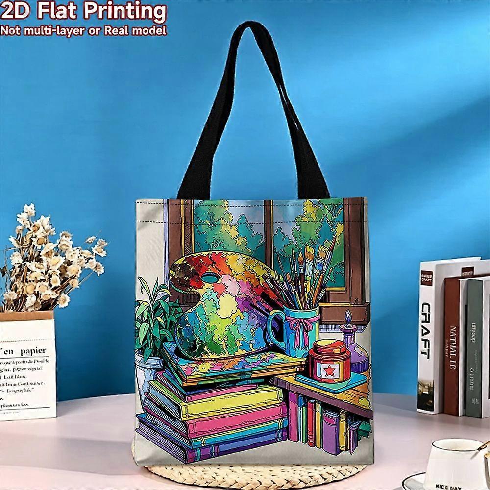 Sac fourre-tout réutilisable grande capacité, idéal pour faire les courses et voyager - Sac en toile à motif de peinture colorée - Rpolk