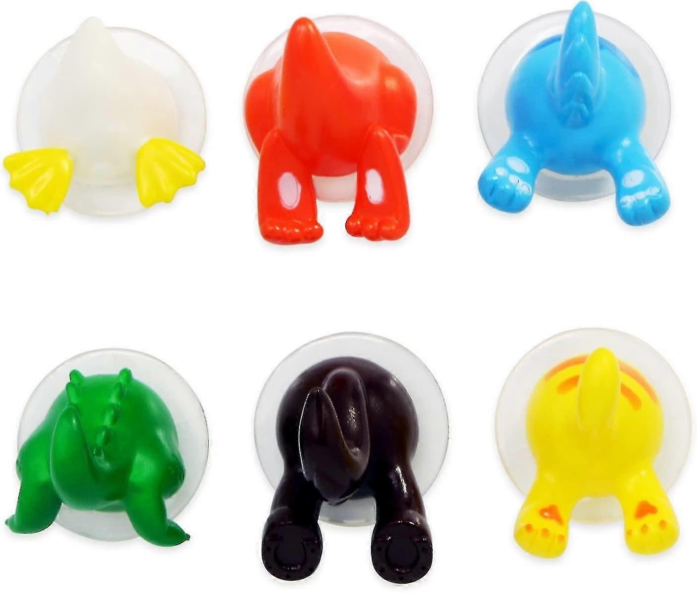 6 Pack Animal Tail Rubber Suction Cup Hooks
