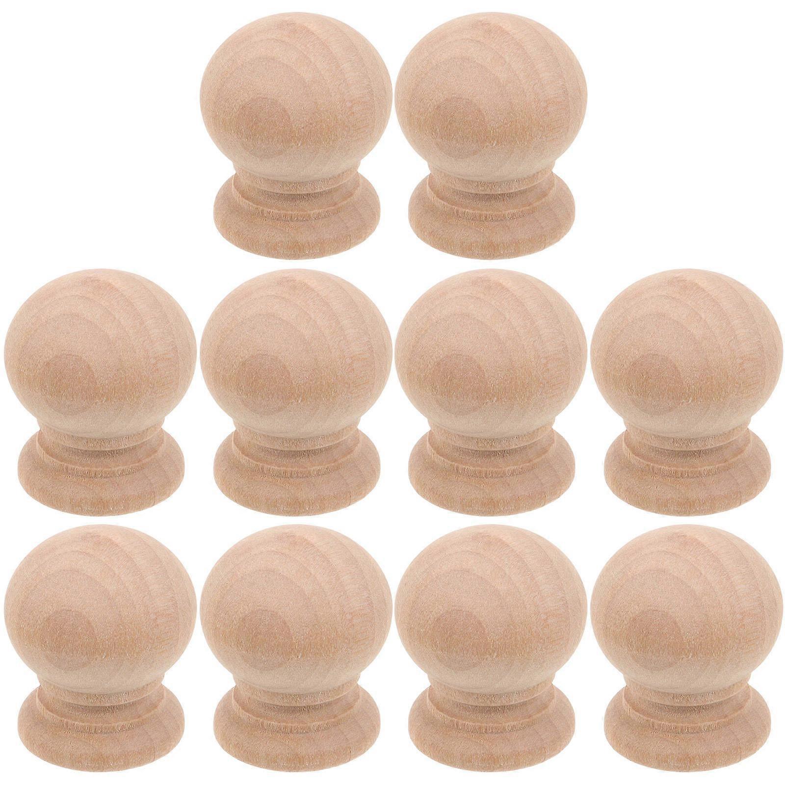 10pcs Wood Cabinet Knobs Dresser Drawers Knobs Sing Hole Wooden Pull Handles