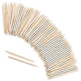 Orange Wood Nail Sticks, Double Sided Multi Functional Cuticle Pusher Remover, Pointed End & Flat End Manicure Pedicure Tool
