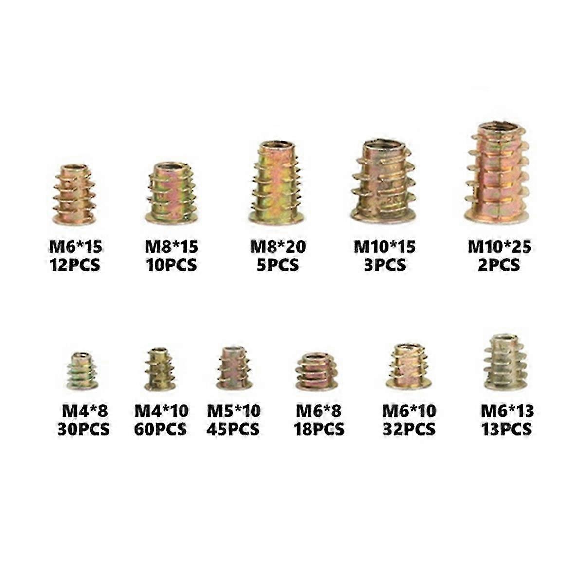 230 Pcs M4 M5 M6 M8 M10 Hex Nuts with Threaded Inserts, Zinc Alloy Threaded Insert Hex Nuts Inserts