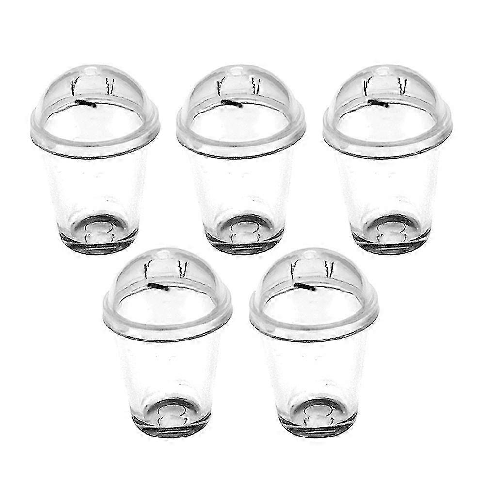 Transparent Mini Coffee Cup Models for Decor Straw Cover Cups 5Pcs