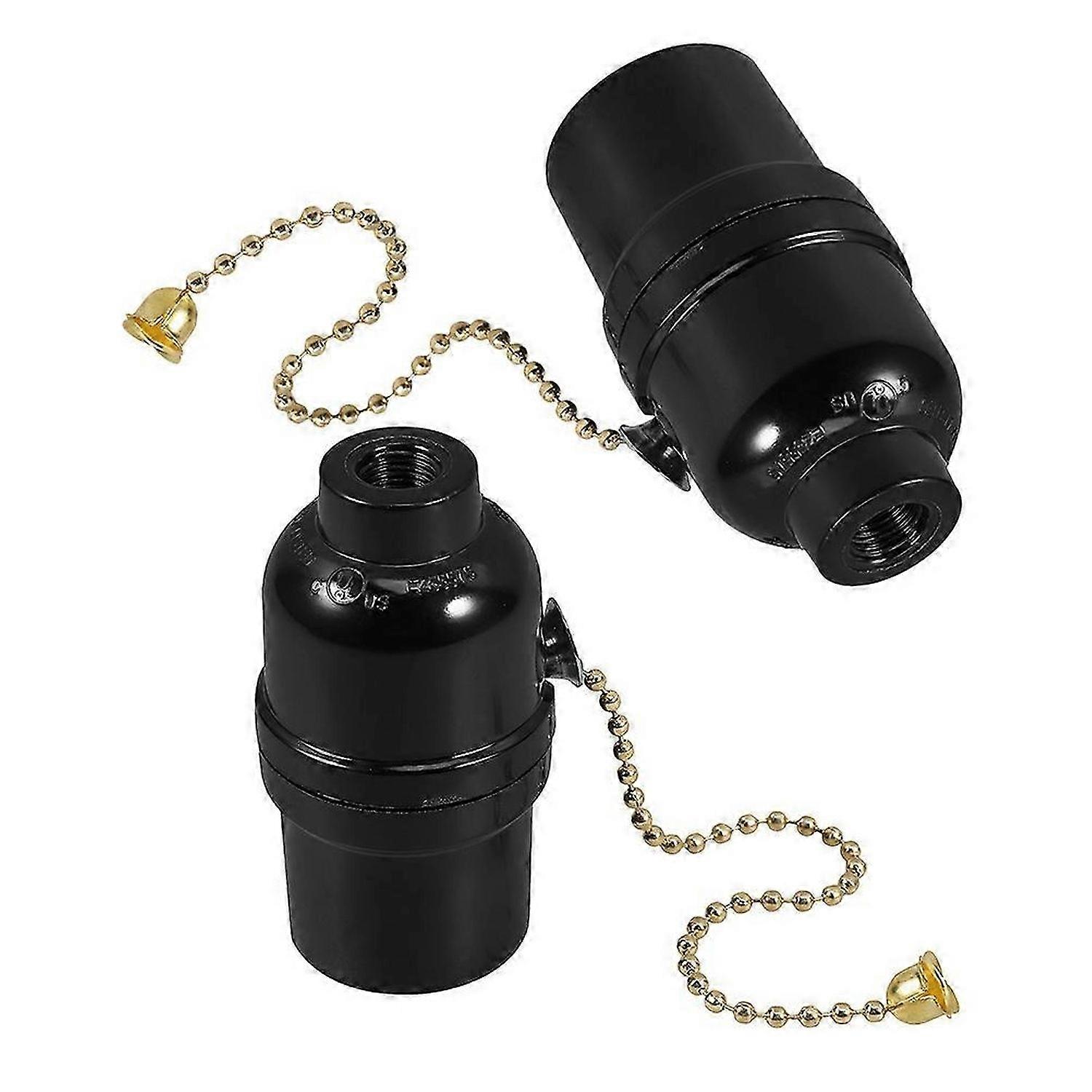 Pullswitch Lamp Holder 2Pcs Black Durable Bakelite Build for Lamps Ceiling Light Holder