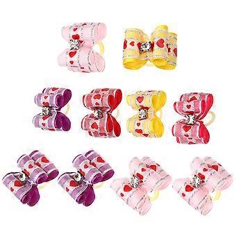 Pet Bowknot Hair Clips for Decoration 10Pcs Puppy Hair Barrettes Nylon Canvas