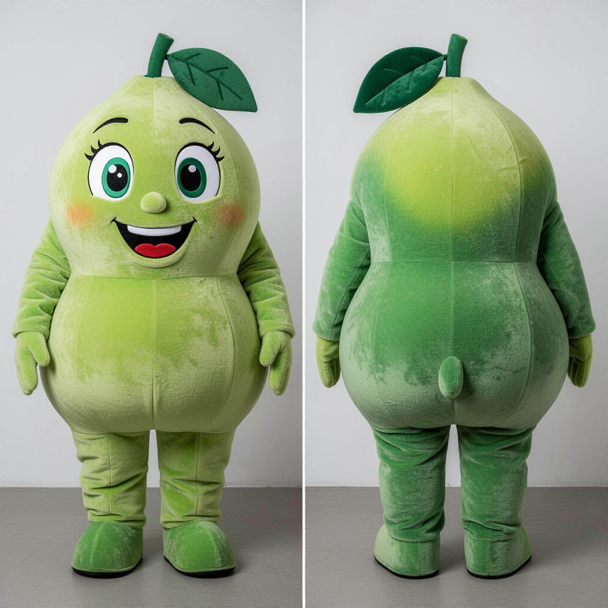 MASTICOT Velvety Green Smiling Grapefruit Mascot