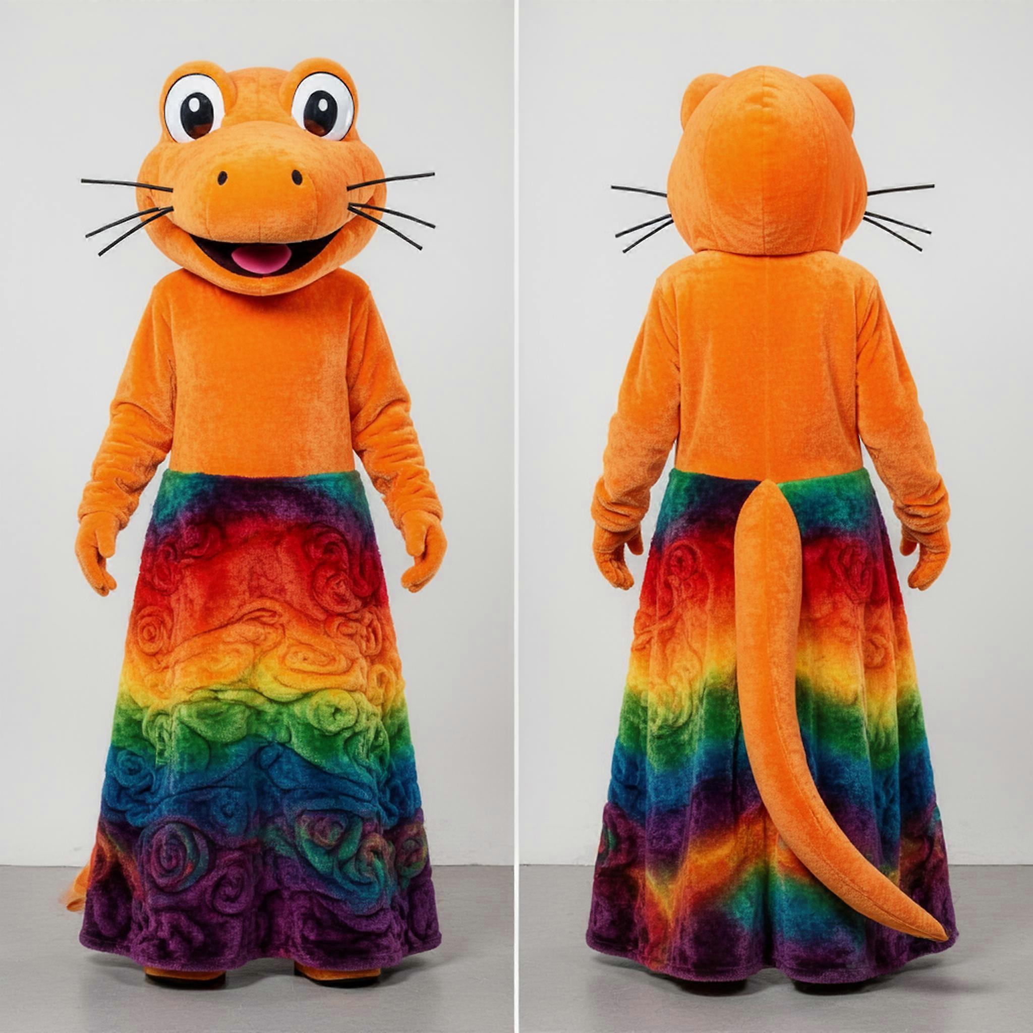 MASTICOT Fiery Orange Cartoon Lizard Mascot