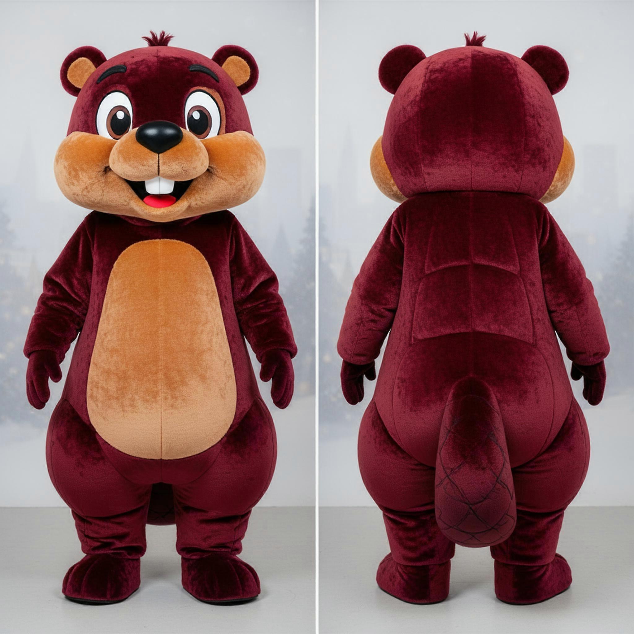 MASTICOT Maroon Rounded Eared Beaver Mascot