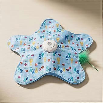 Electric Peek-a-Boo Cat Teaser Mat, Automatic Hiding Feather Toy for Cats, Bite-Resistant Double-Layer Fabric