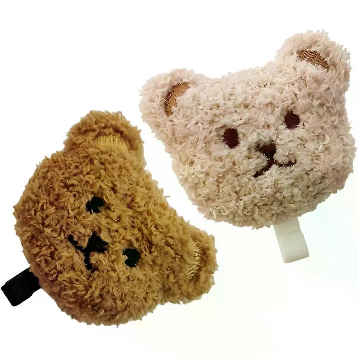 2pcs Bear Decor Adhesive Wall Hooks Cute Plush Key Hanger