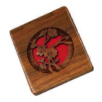 Hollow-Cut Wooden Pocket Mirror for Makeup-ag