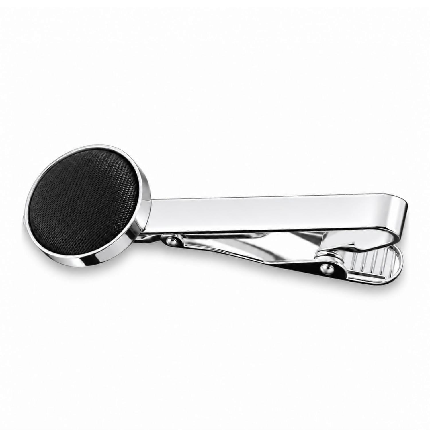 Black Plain Satin Tie Clip