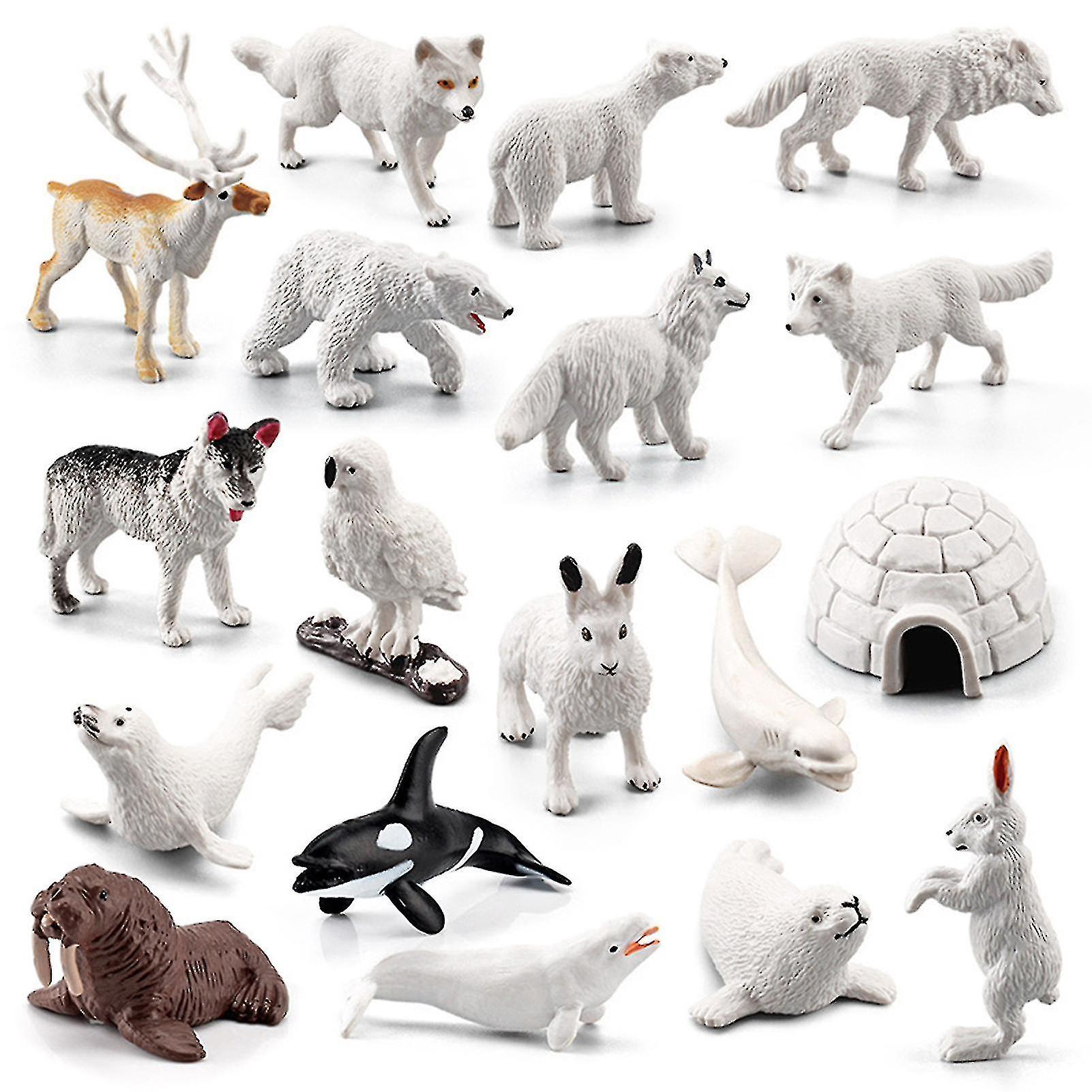Set Of 18 Mini Polar Animals Statue Pvc Antarctic Desktop Figure Doll Micro