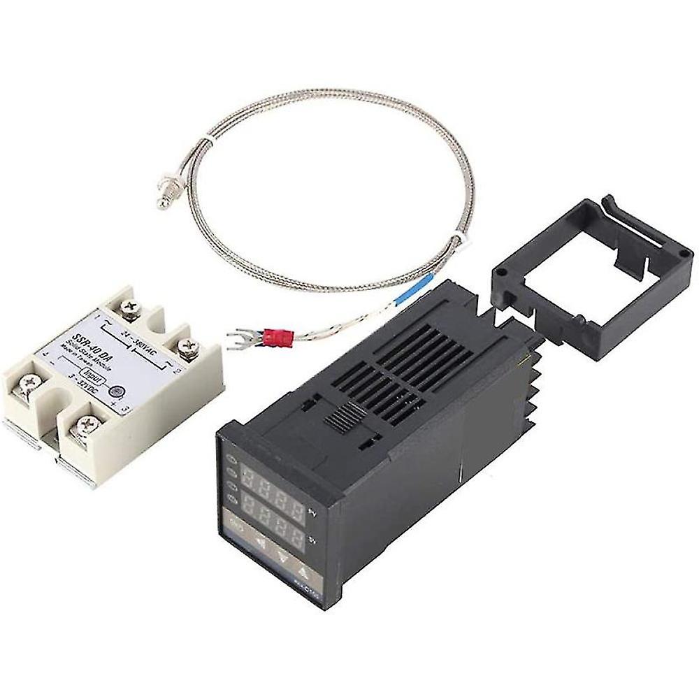 Rex-c100 Smart Pid Temperature Controller With 40a Solid State Relay + K Thermocouple Set Ac110v-24