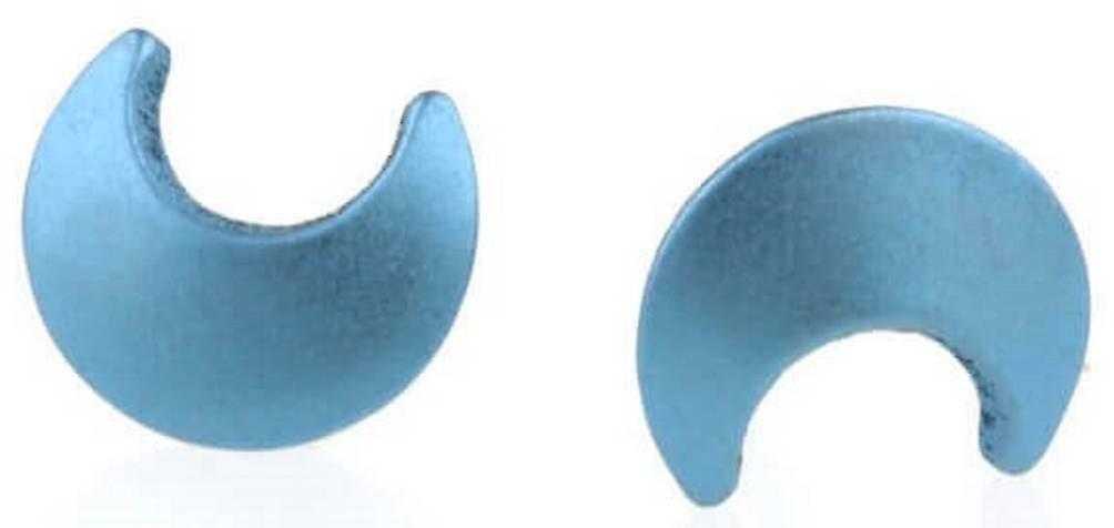 Ti2 Titanium Moon Stud Earrings - Sky Blue