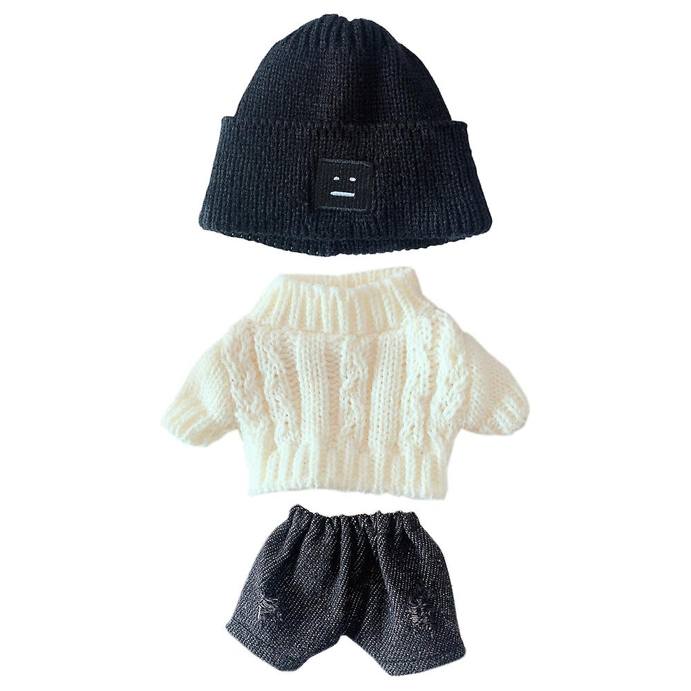 Square Face Hat Jeans Sweater 20cm Plush Doll Clothes Accessories