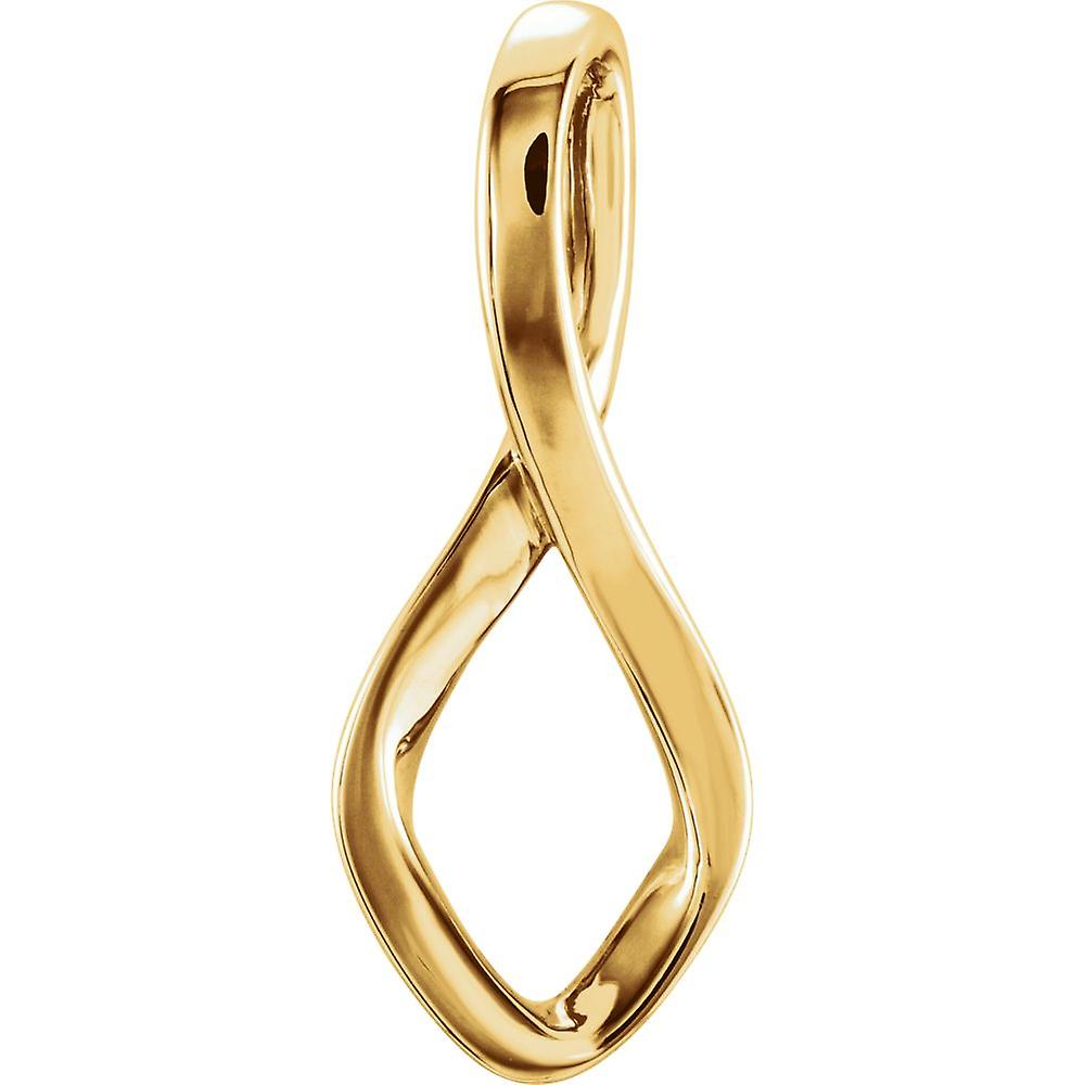 14Kイエローゴールドポリッシュフリーフォームペンダントネックレス-女性用ペンダント - 1.1グラム