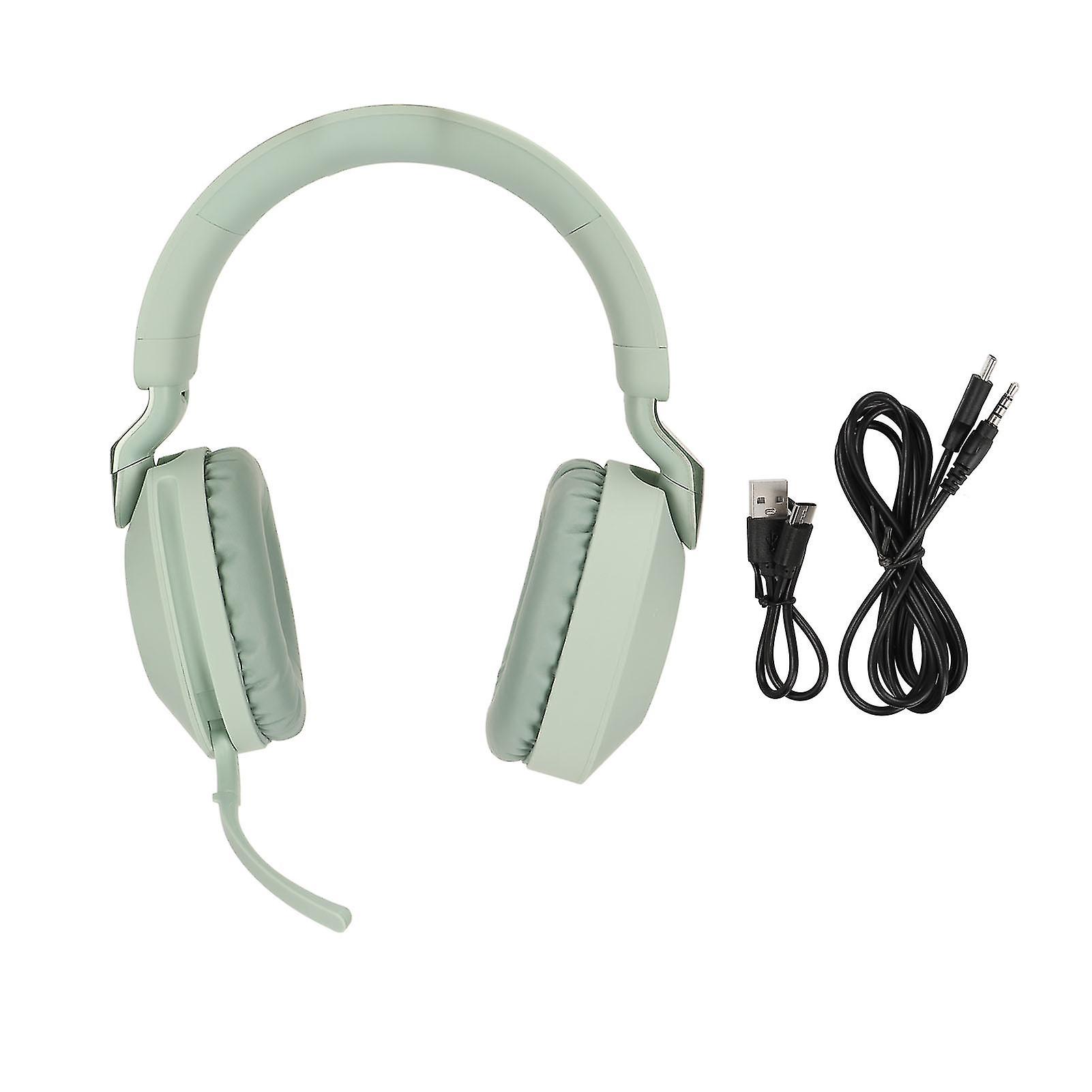 Casque de jeu Bluetooth pliable, interface de type C, sans fil, Bluetooth 5.1, filaire, double mode, stéréo, avec microphone, vert