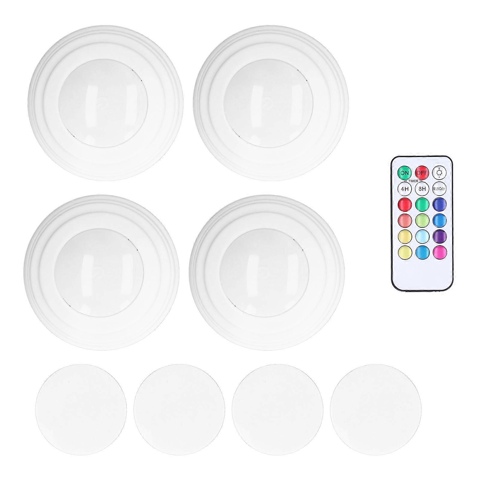 4 Pack RGBW LED Puck Lights, 13 Color Modes, Remote Control, Punch-Free Installation, Energy Saving, Wireless