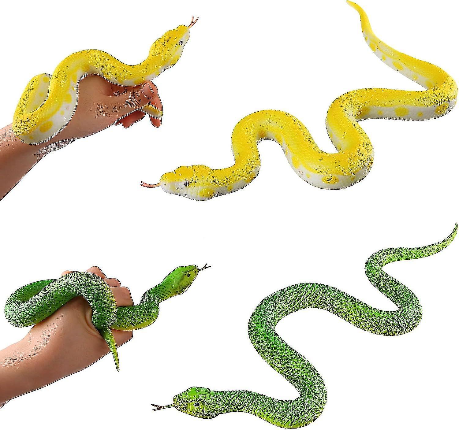 2pcs Rubber Elastic Python Action Model Lifelike Snake Toy Figurines - Halloween Prank Props