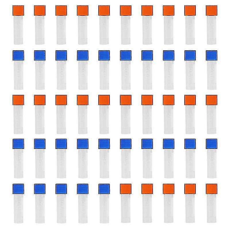 50pcs 1.8ml Plastic Graduated 0.063oz Cryovial Test Tube Sample Pipe With Seal Cap