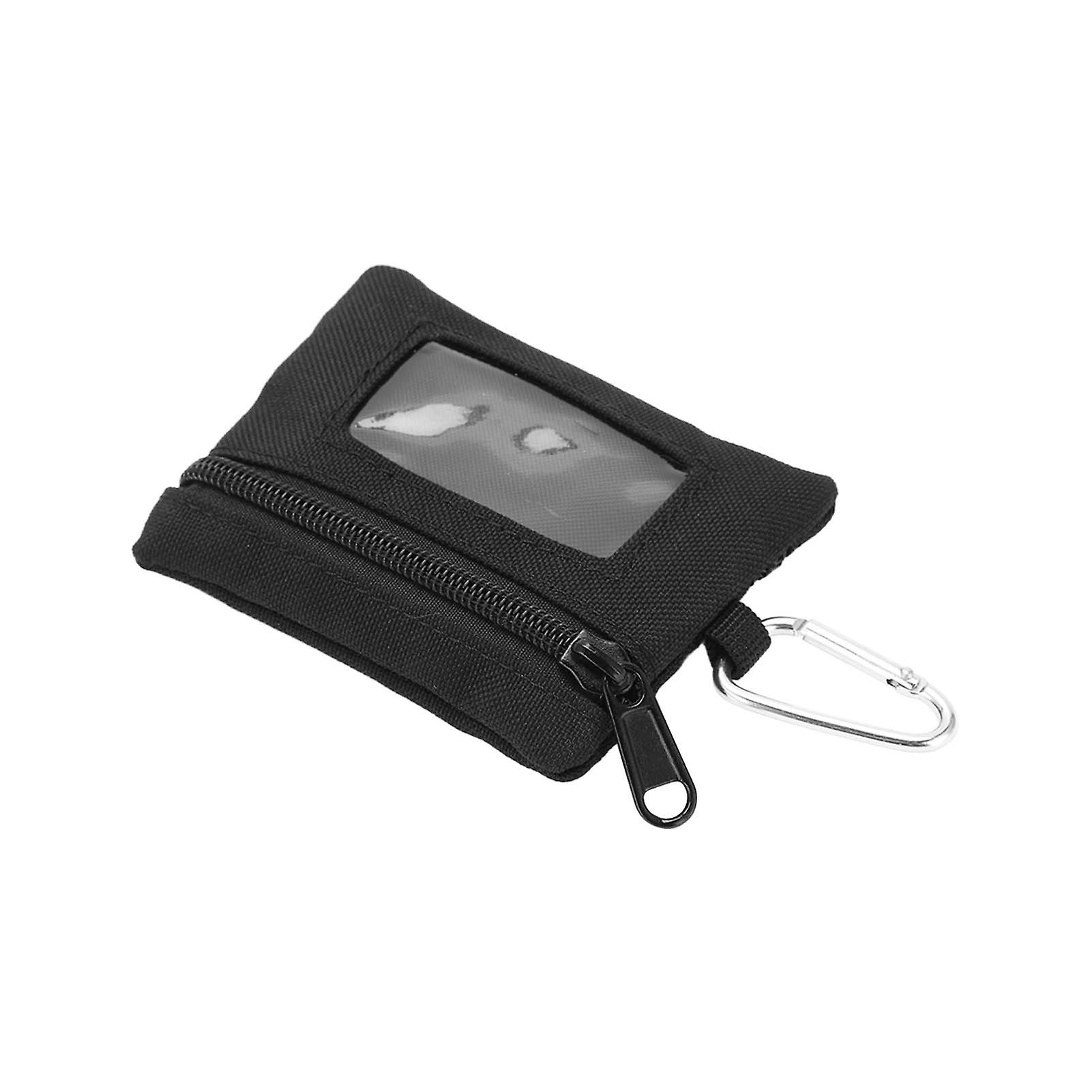 Small Men Coin Bag Multifunctional Zippered Nylon Coin Wallet Transportation Card ID Card HolderBlack