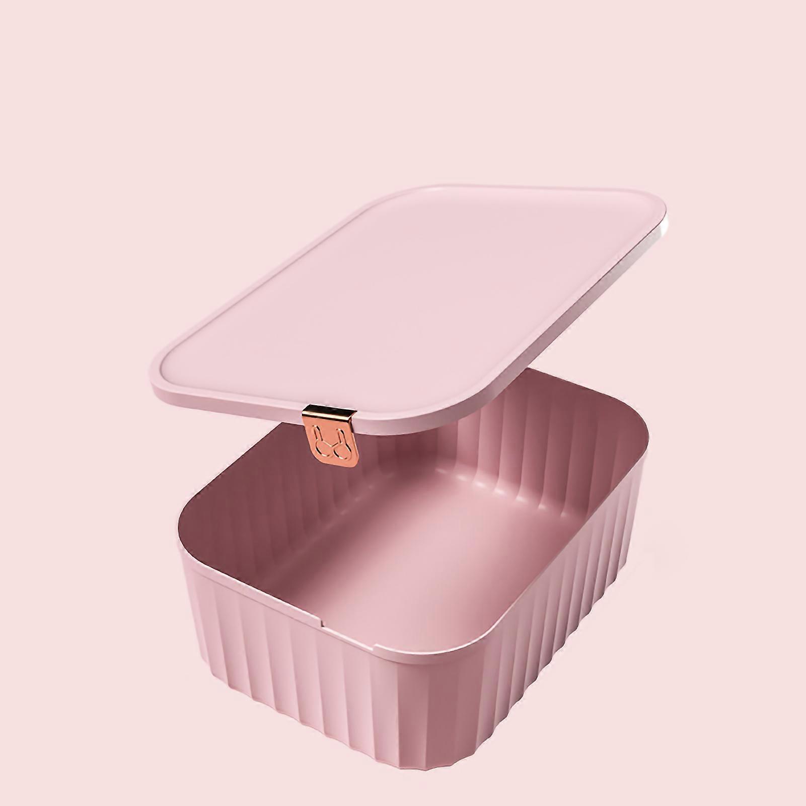 Pink 3-in-1 Drawer Organizer with Cover for Socks & Underwear, Large Grid Design