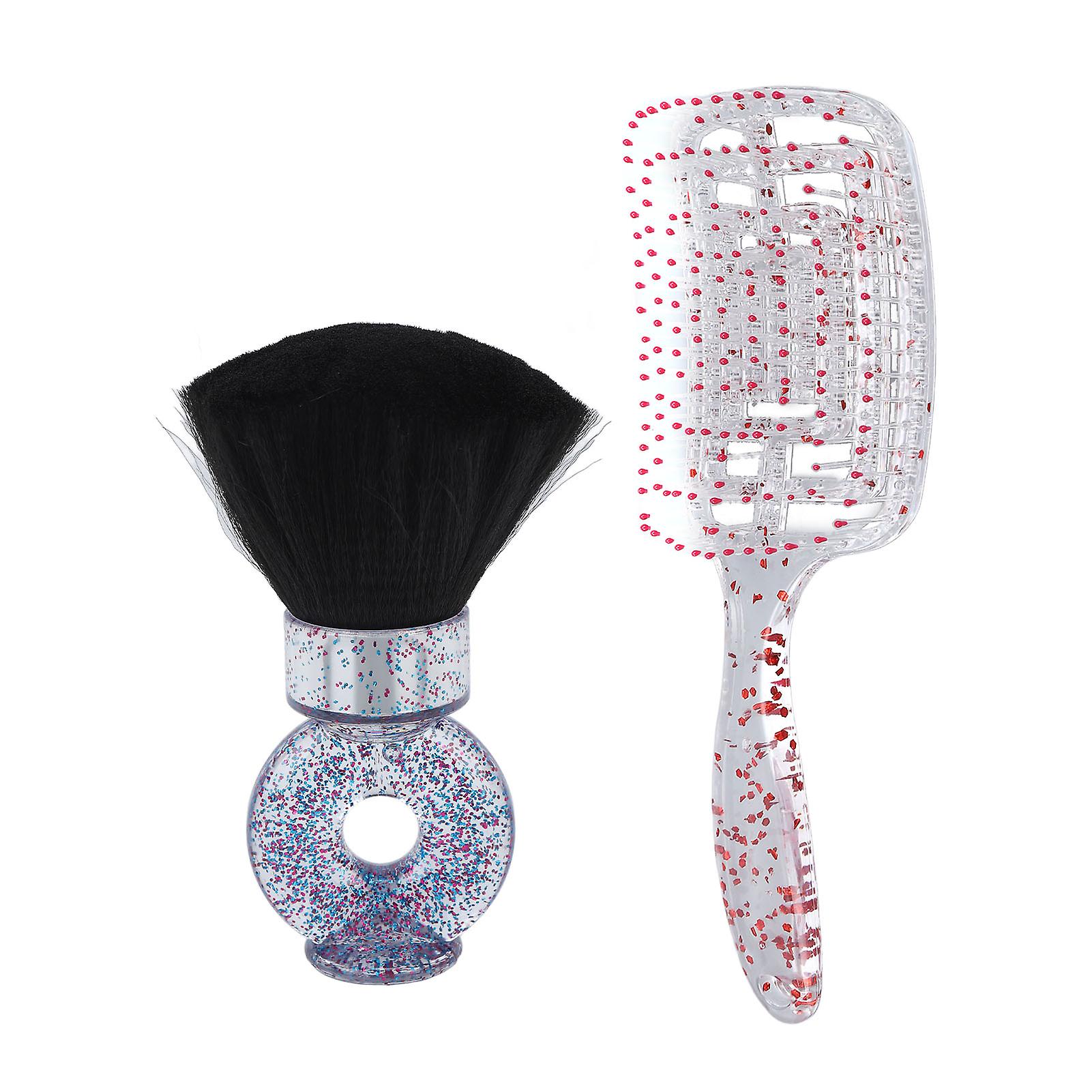 Barber Brush Comb Set Multipurpose Portable Soft Bristles Hollow Design Barber Neck Duster Brush Comb Set
