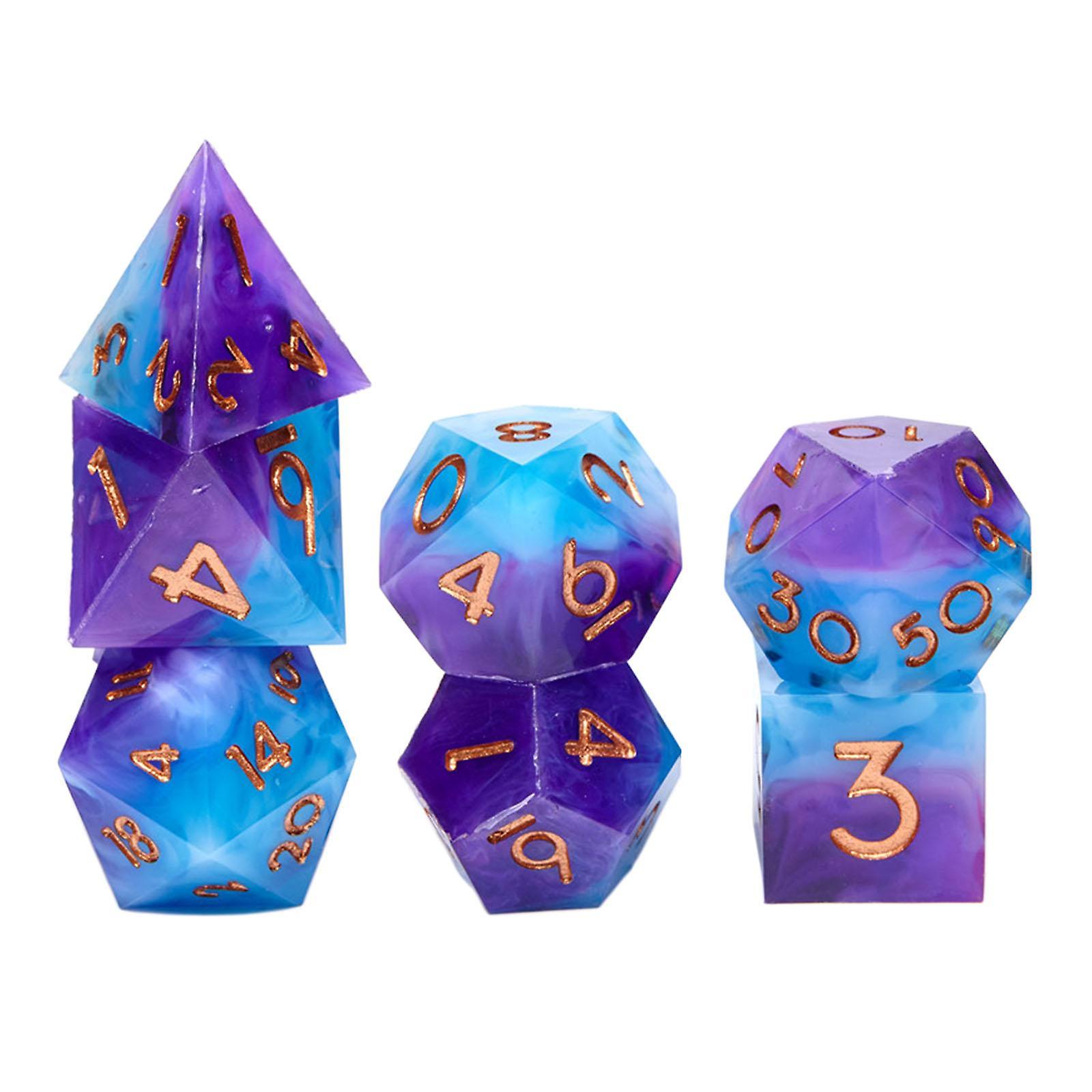 7x Polyhedral Dice D4~D20 for Family Gathering Role Playing Game Table Board style A