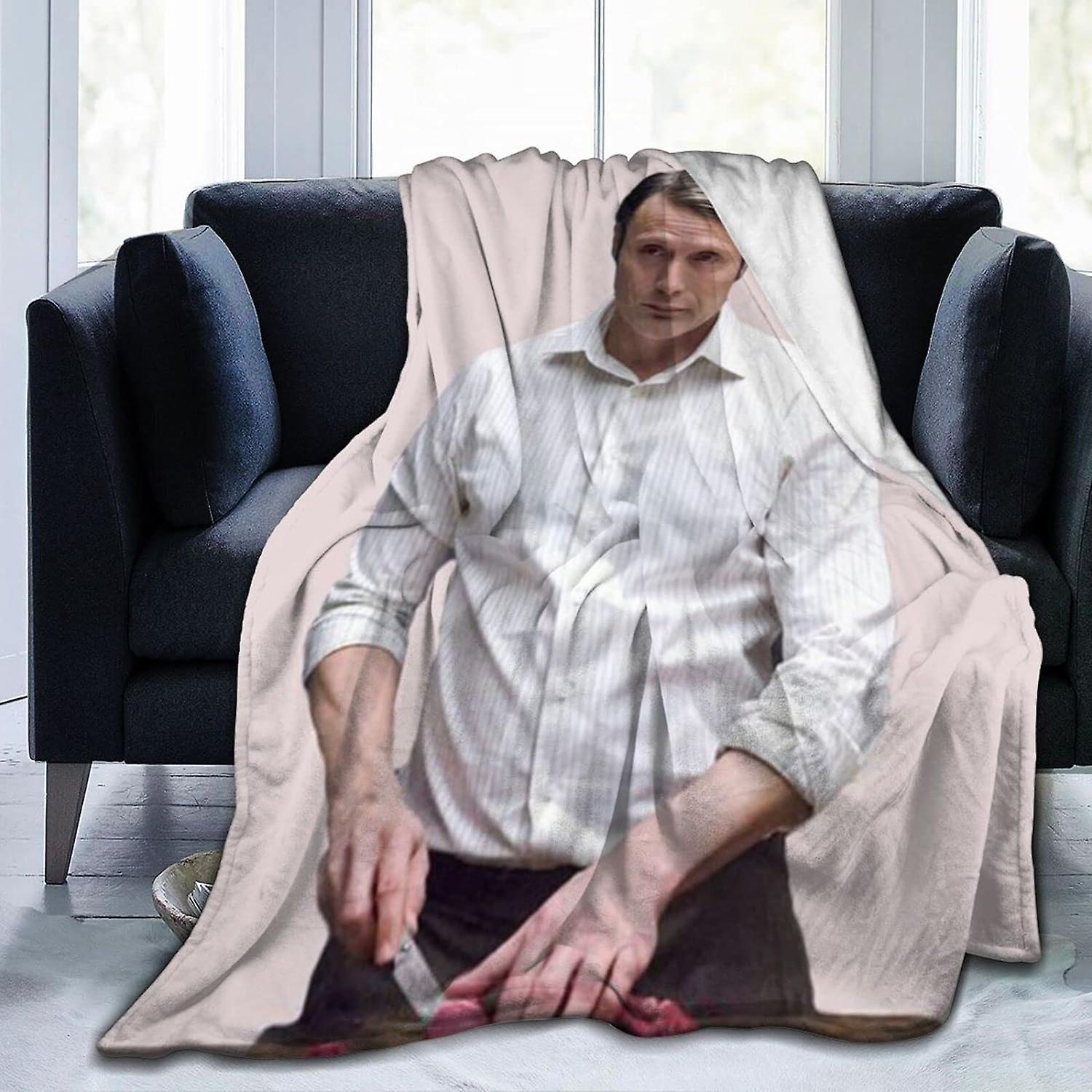 IF063 Mads Actor Mikkelsen , Ultra Soft Lightweight Flannel Fleece Throw s Warm Air Conditioning  For Couch Sofa Bed