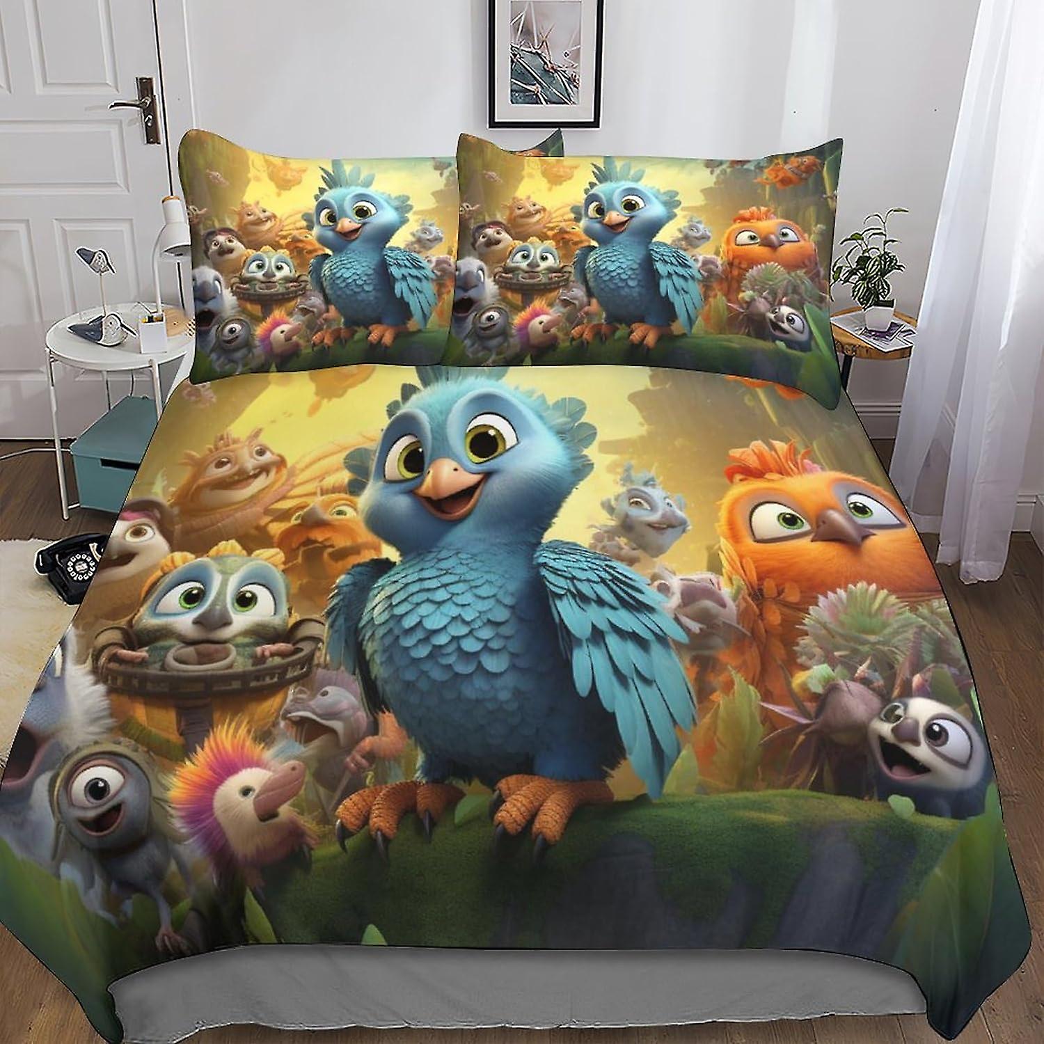 MYPALL Dreamworks Påslakan Sängkläder Täcke Set Flickor 3 Bit Animerade Karaktärer För Barn Tonåringar 3D Överkast Täcke Med Dragkedja Closur