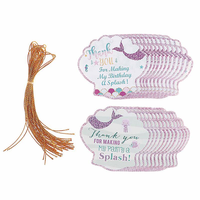 24pcs Thank You Tags Mermaid Shell Tags with String Gift Box Packaging Labels