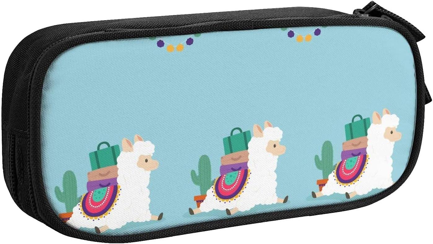 Alpaca Double Layer Pencil Case Large Capacity Zipper Stationery Storage Bag for Boys and Girls8657