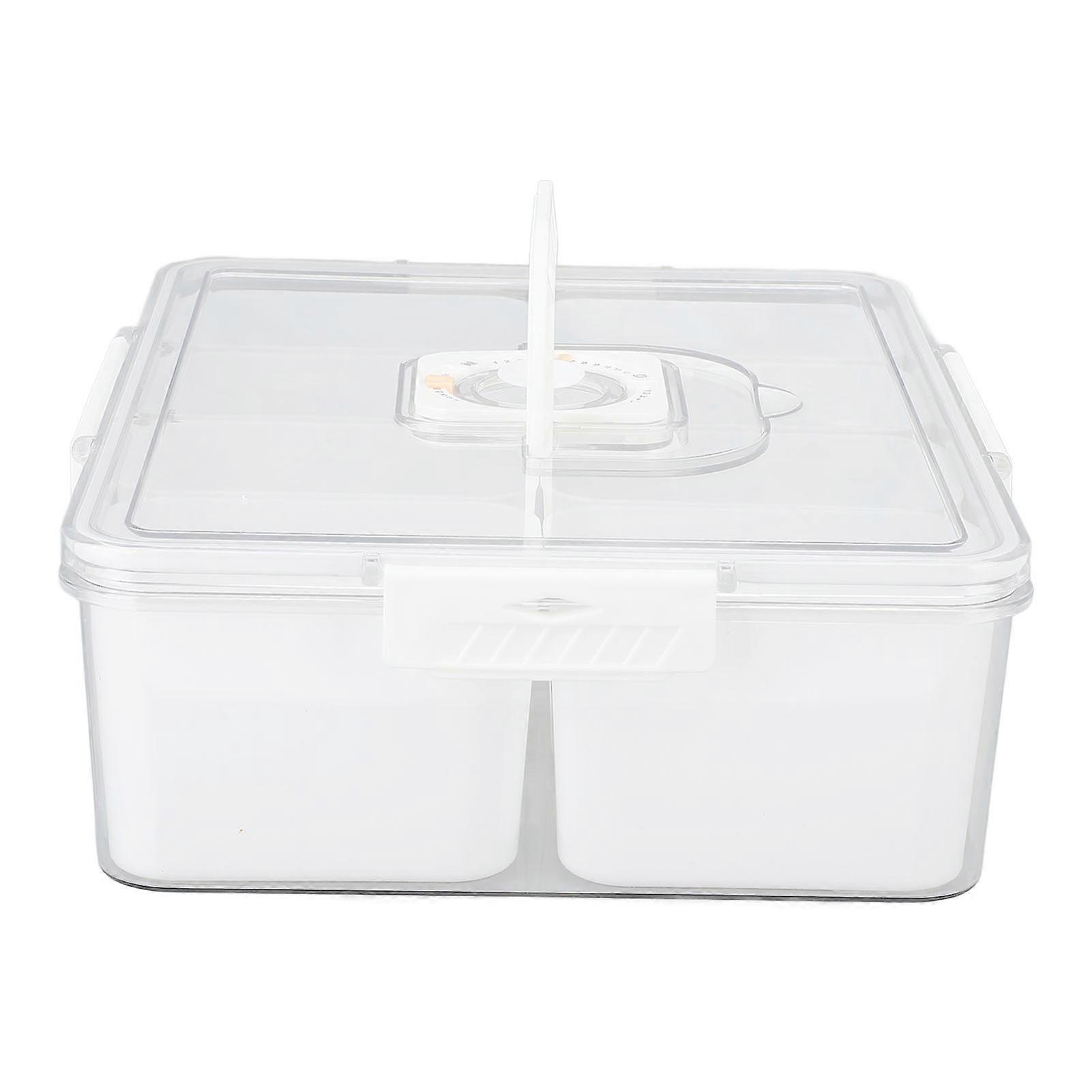 Divided Serving Tray with Lid and Handle Plastic Sealed 8 Compartment Clear Snack Fruit Container Tray Food Storage Box for Party Entertaining